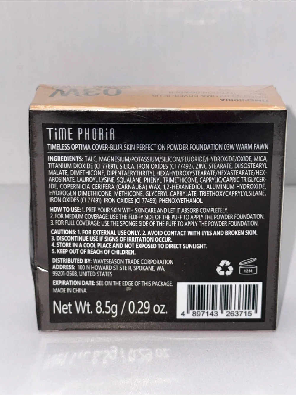 TIMEPHORIA Timeless Optima Cover Blur Powder Foundation 03W Warm Fawn 0.29oz